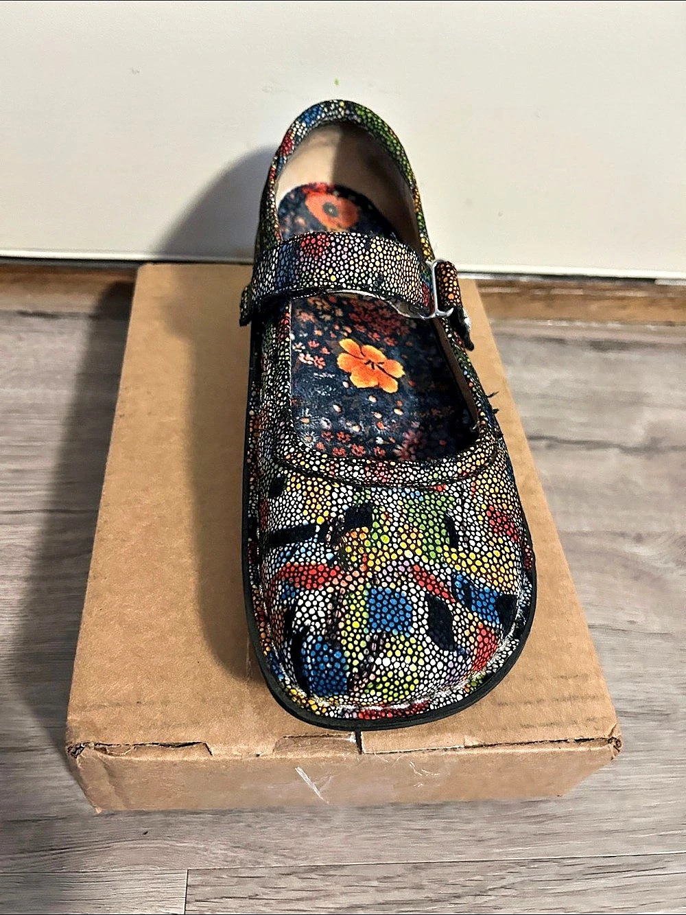 Single shoe Alegria Paloma Mary Jane Floral Leather Flats EU 38